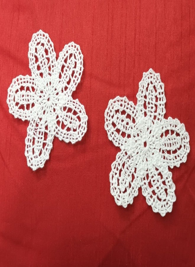 DaSync SYNC Crochet Patch Patches for Blouse 8 CM lace and Patches White Colour Floral Clothes 5 Pieces Dress Gowns Jackets Badges Kids Bags Dress Decoration Craft sew - Image 3